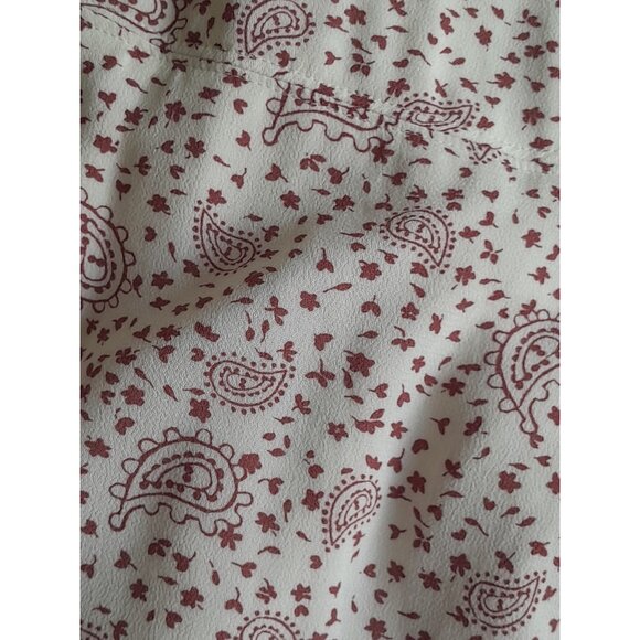 Abercrombie Fitch Sz Large Paisely Print Casual Lightweight Wrap Dress Red/White - Picture 6 of 11